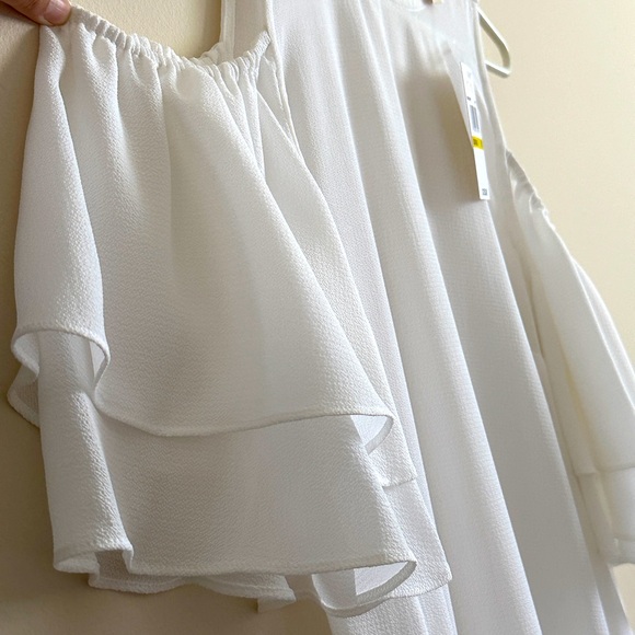 Michael Kors White Cold Shoulder Ruffle Top - Picture 3 of 6